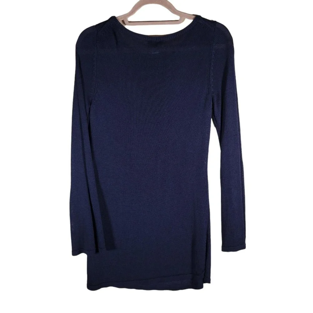 Talbots Black Bell Sleeve Long Tunic Lightweight Sweater Women Size S - Picture 2 of 9
